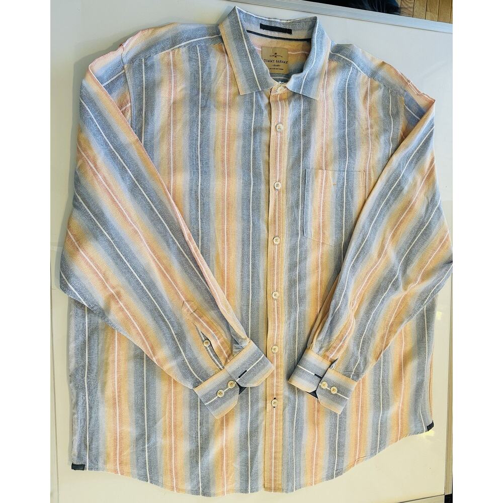 Tommy Bahama Coastline Cord Western Shirt 2XL Men's Blue Yellow Long Sleeve NWOT